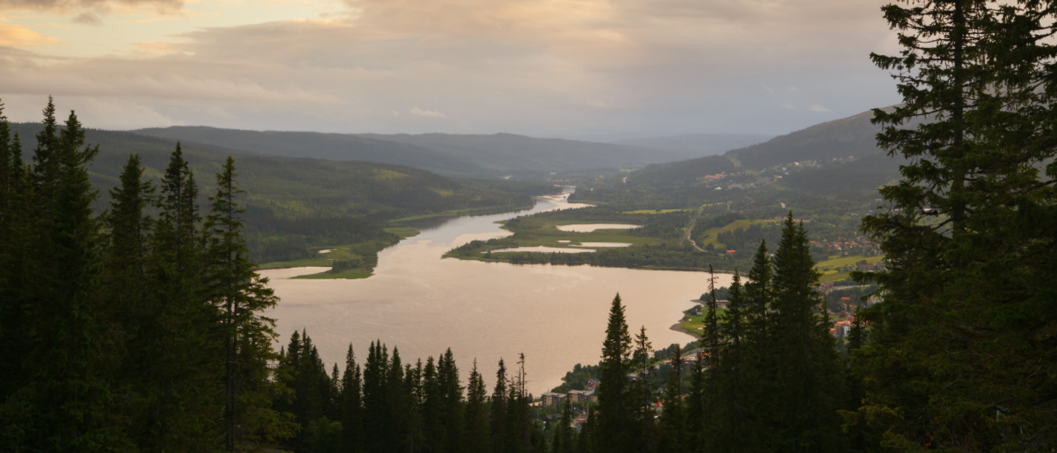 En utsikt över en flod från en kulle.