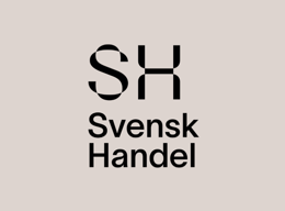En svartvit logotyp med orden svensk handel.