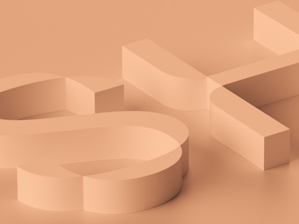 En 3d-rendering av bokstaven s och talet fem.