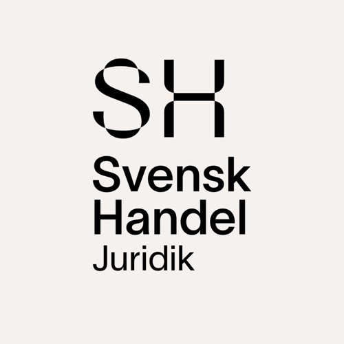 En svartvit logotyp med orden svensk handel juridk.