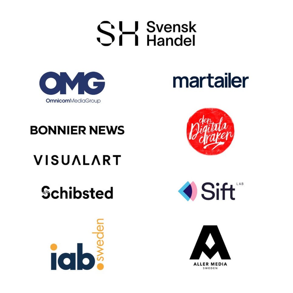 En massa olika logotyper på en vit bakgrund.