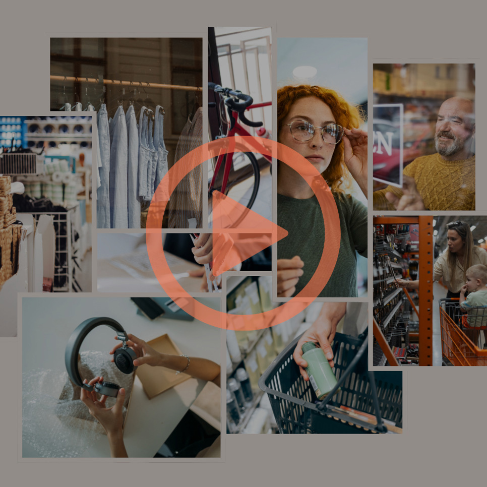 Ett collage av människor som handlar i en butik.
