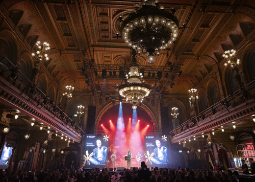 Uppträdande på scenen på Retail Awards