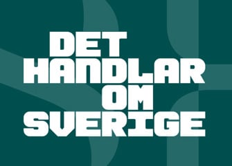 En grön och vit affisch med orden det handlar på suverän.