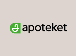 Apotekets logotyp på grå bakgrund.