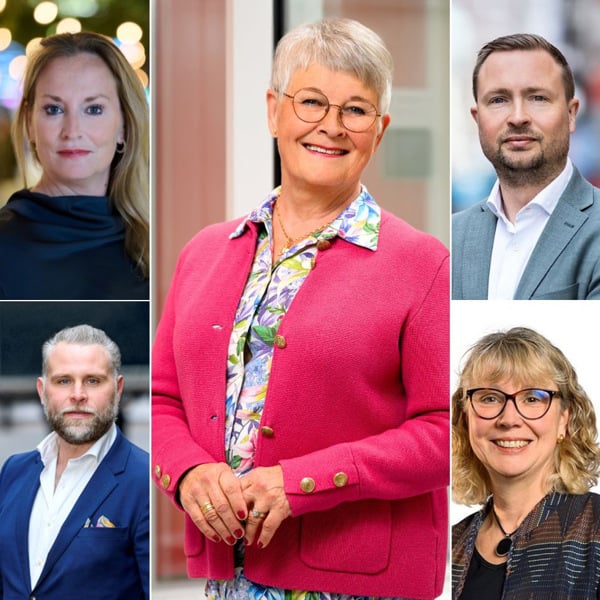 Ett collage av människor med olika ansiktsuttryck.